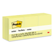 Post-it&reg; Notes Original Notepads - 1 3/8" Flag/Note Width x 1 7/8" Flag/Note Length - Rectangle - 100 Sheets per Pad - Unruled - Canary Yellow - Paper - Self-adhesive, Repositionable - 1 Pack