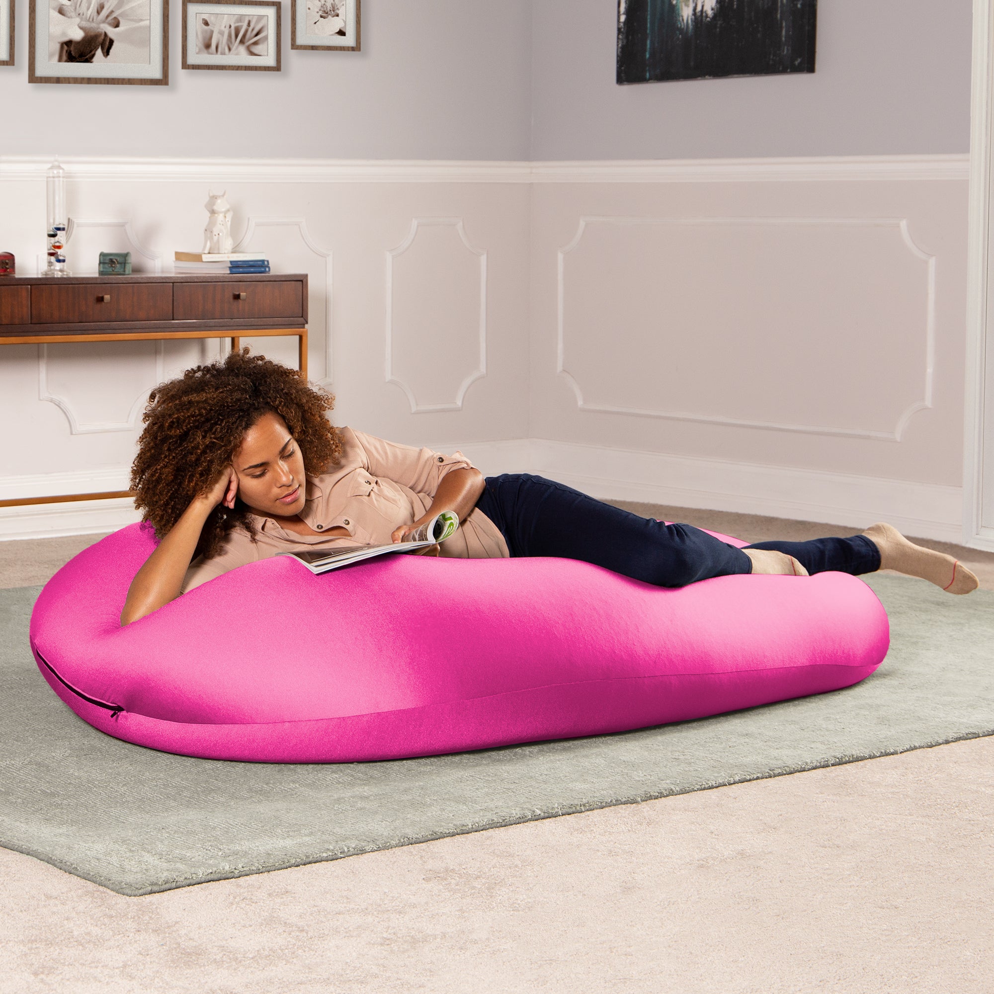 Nimbus Spandex Bean Bag Chair, Large, Hot Pink