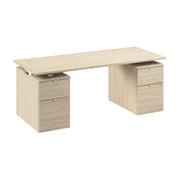 Bush Business Furniture Stratus&nbsp;72W x&nbsp;30D Electric Height Adjustable Standing Desk with Drawers in Natural Elm with White Base - 71.02" Width x 29.37" Depth x 27.44" Height