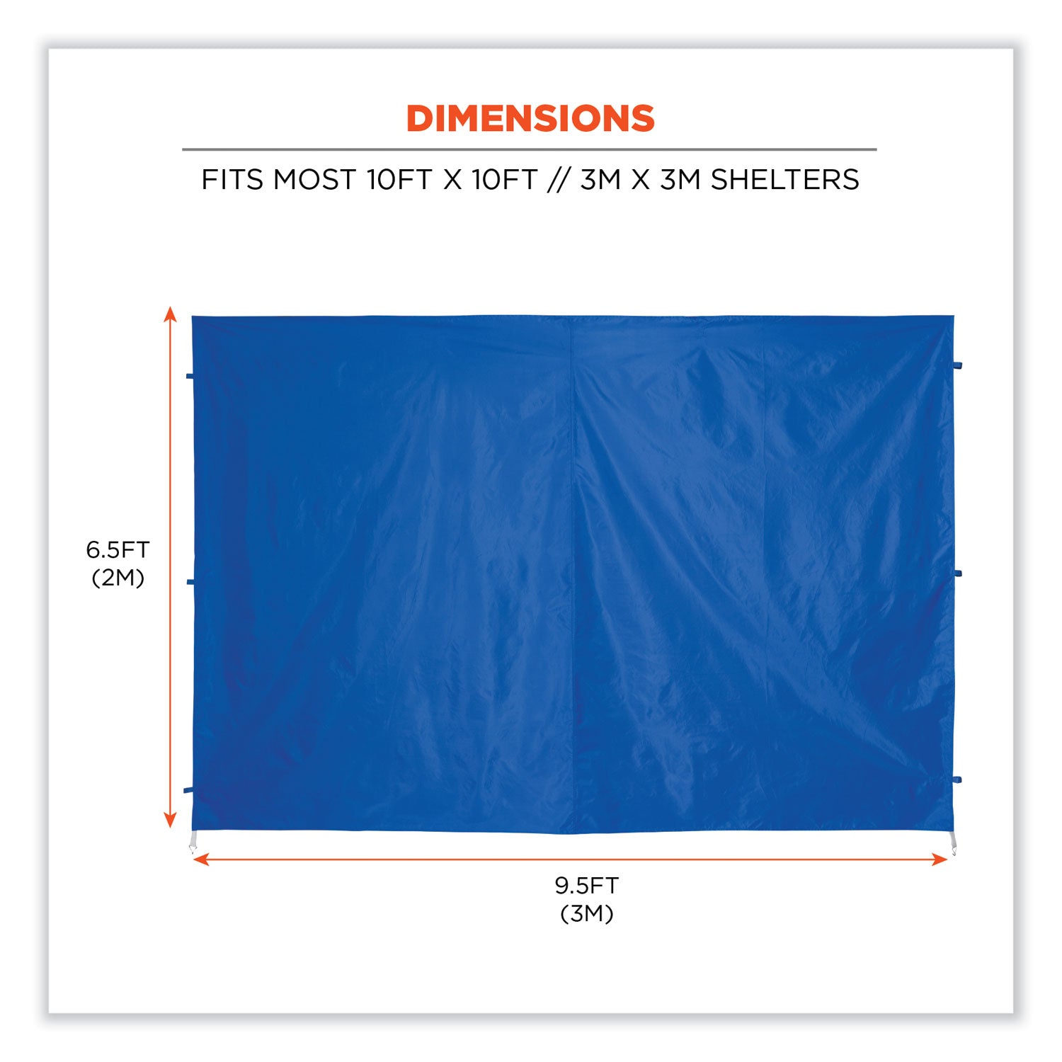 Ergodyne SHAX 6054 Pop-Up Tent Sidewall Kit, Blue, Includes 1 Zippered Sidewall and 3 Standard Sidewalls, 10 ft x 10 ft, Polyurethane/Polyester/Polyethylene Fabric, Water and UV Resistant, CPAI-84 Certified, Packaged Quantity: 1 Each