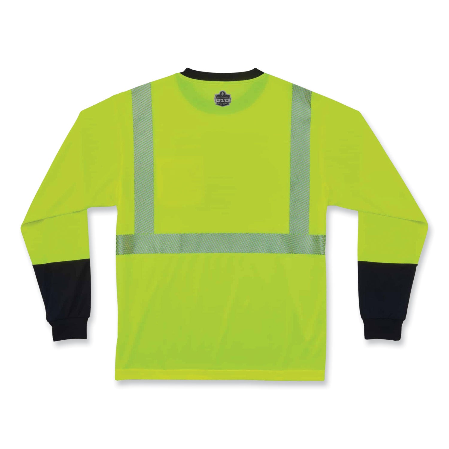 Ergodyne GloWear 8281BK Type R Class 2 Long Sleeve T-Shirt, 2XL, Lime/Black, Polyester, 1 Each