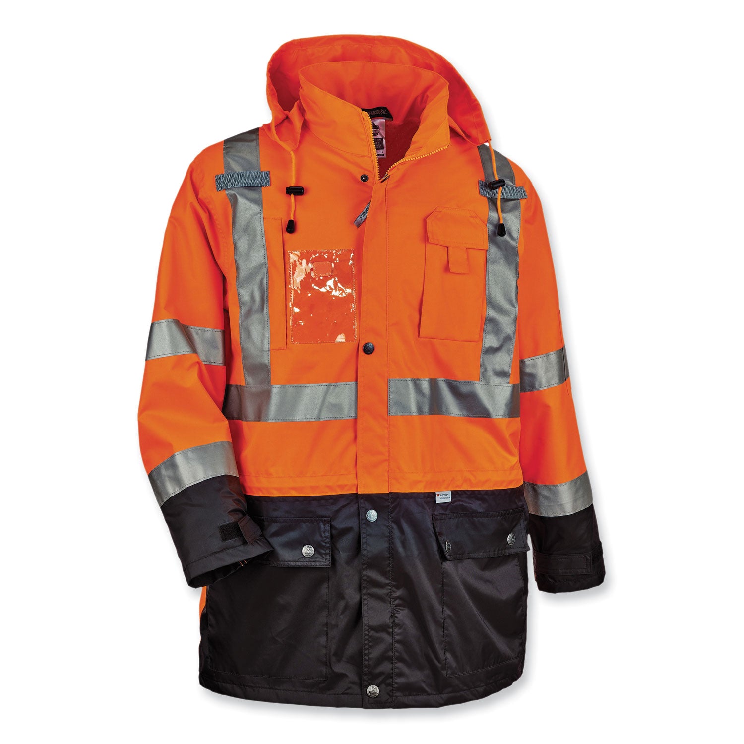 Ergodyne 8386 Type R Class 3 Outer Shell Jacket, Medium, Orange, 300D Oxford Polyester, Zipper Closure, Breathable, Reflective, Inset Hood, Multiple Pockets, Weather Proof, 1 Each