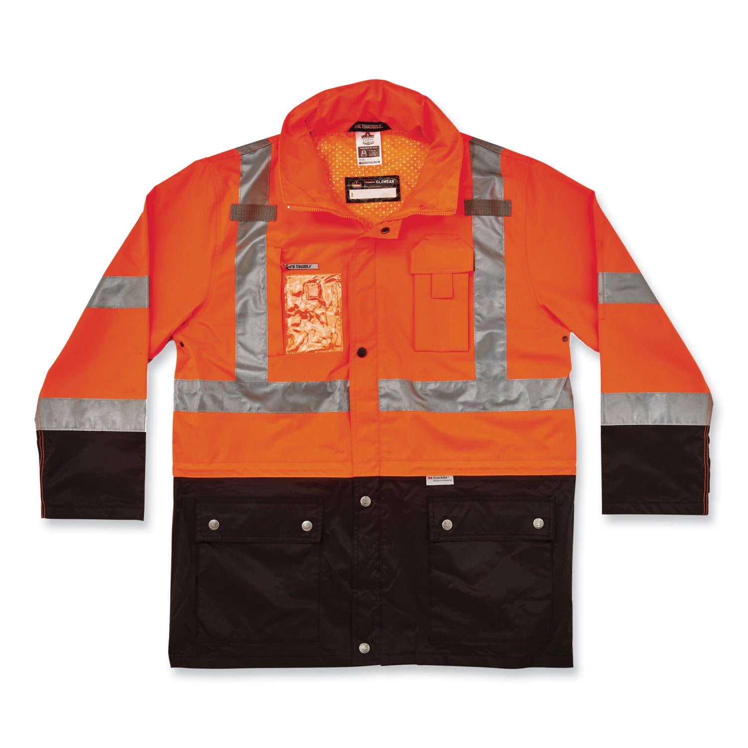 Ergodyne 8386 Type R Class 3 Outer Shell Jacket, 3X-Large, Orange, 300D Oxford Polyester, Zipper Closure, Reflective, Breathable, Inset Hood, Multiple Pockets, 1 Each