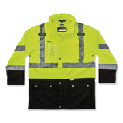 Ergodyne 8386 Type R Class 3 Outer Shell Jacket, 2-Xtra Large, Lime, Zipper Closure, Breathable, Reflective, Inset Hood, Multiple Pockets, Drawstring, Badge Holder, 1 Each