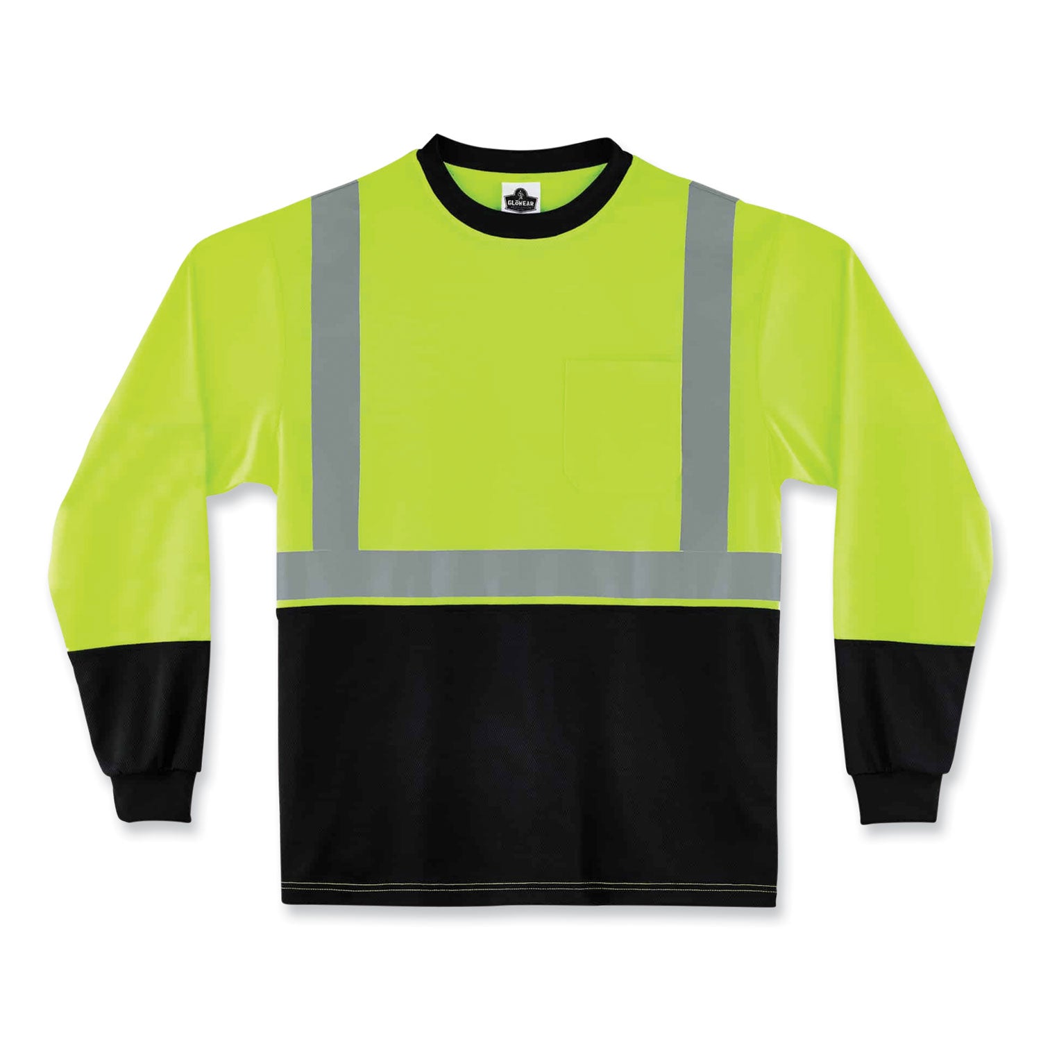Ergodyne 8281BK Type R Class 2 Long Sleeve T-Shirt, 4XL, Lime/Black, Polyester, 1 Each