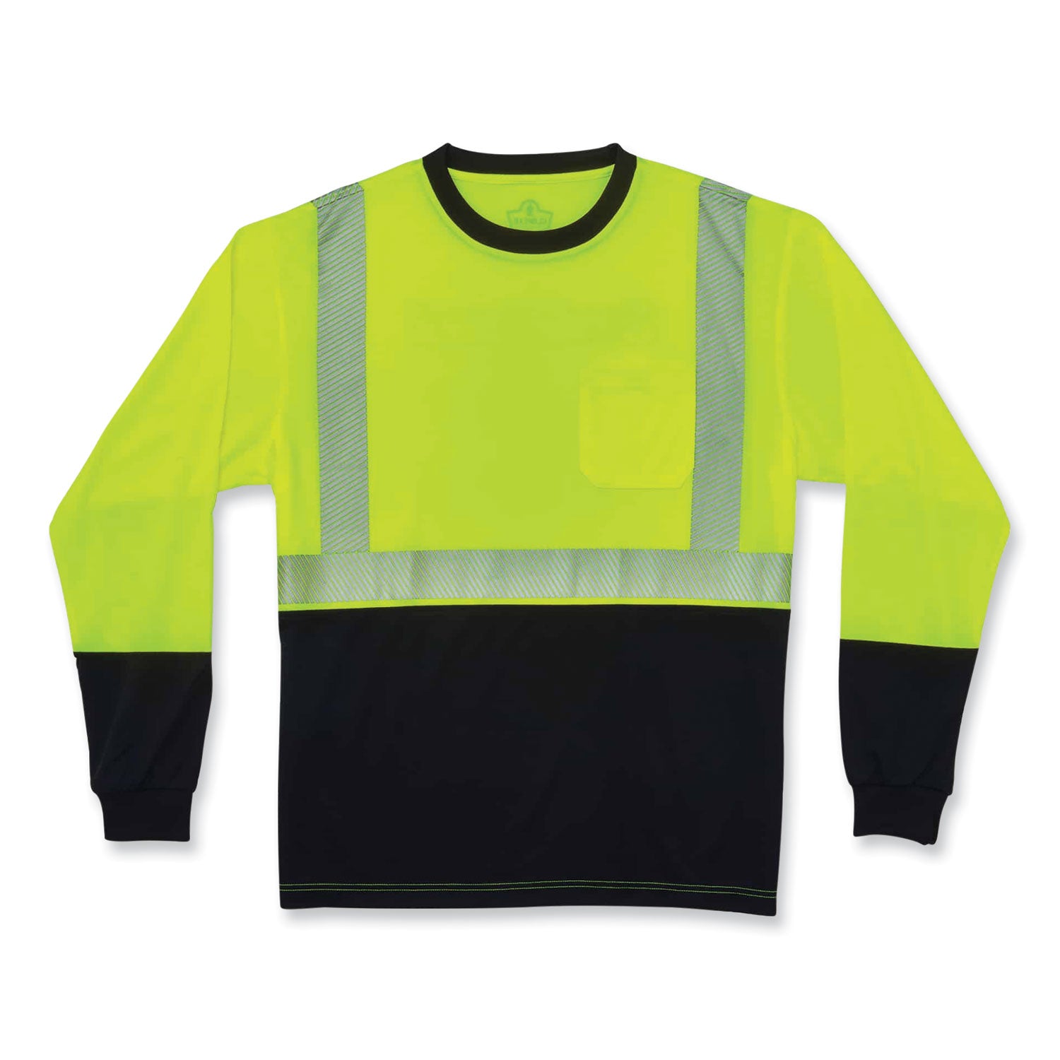 Ergodyne 8281BK Type R Class 2 Long Sleeve T-Shirt, 4XL, Polyester, Lime/Black, 1 Each