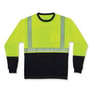 Ergodyne 8281BK Type R Class 2 Long Sleeve T-Shirt, 4XL, Polyester, Lime/Black, 1 Each