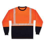 Ergodyne 8281BK Type R Class 2 Long Sleeve T-Shirt, Medium, Polyester, Orange/Black, 1 Each