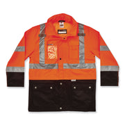 Ergodyne 8386 Type R Class 3 Outer Shell Jacket, Extra Large, Orange, 300D Oxford Polyester, Breathable, Reflective, Weather Proof, Inset Hood, Multiple Pockets, Zipper Closure, 1 Each
