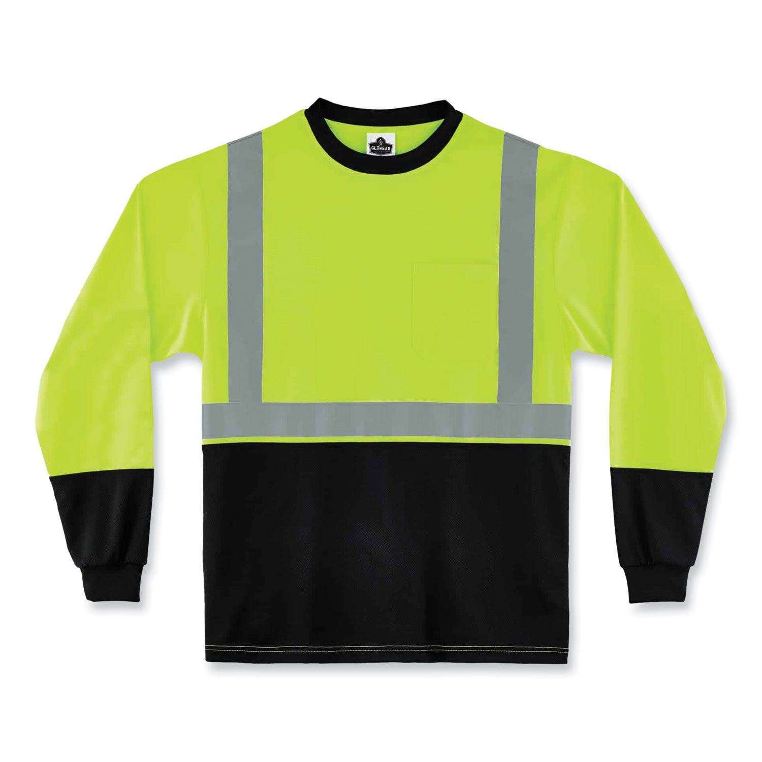 Ergodyne 8281BK Type R Class 2 High-Visibility Long Sleeve T-Shirt, 3XL, Lime/Black, Polyester, 1 Each