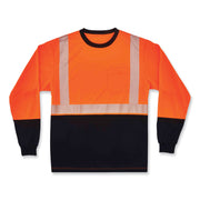 Ergodyne 8281BK Type R Class 2 Long Sleeve T-Shirt, 3XL, Polyester, Orange/Black, 1 Each