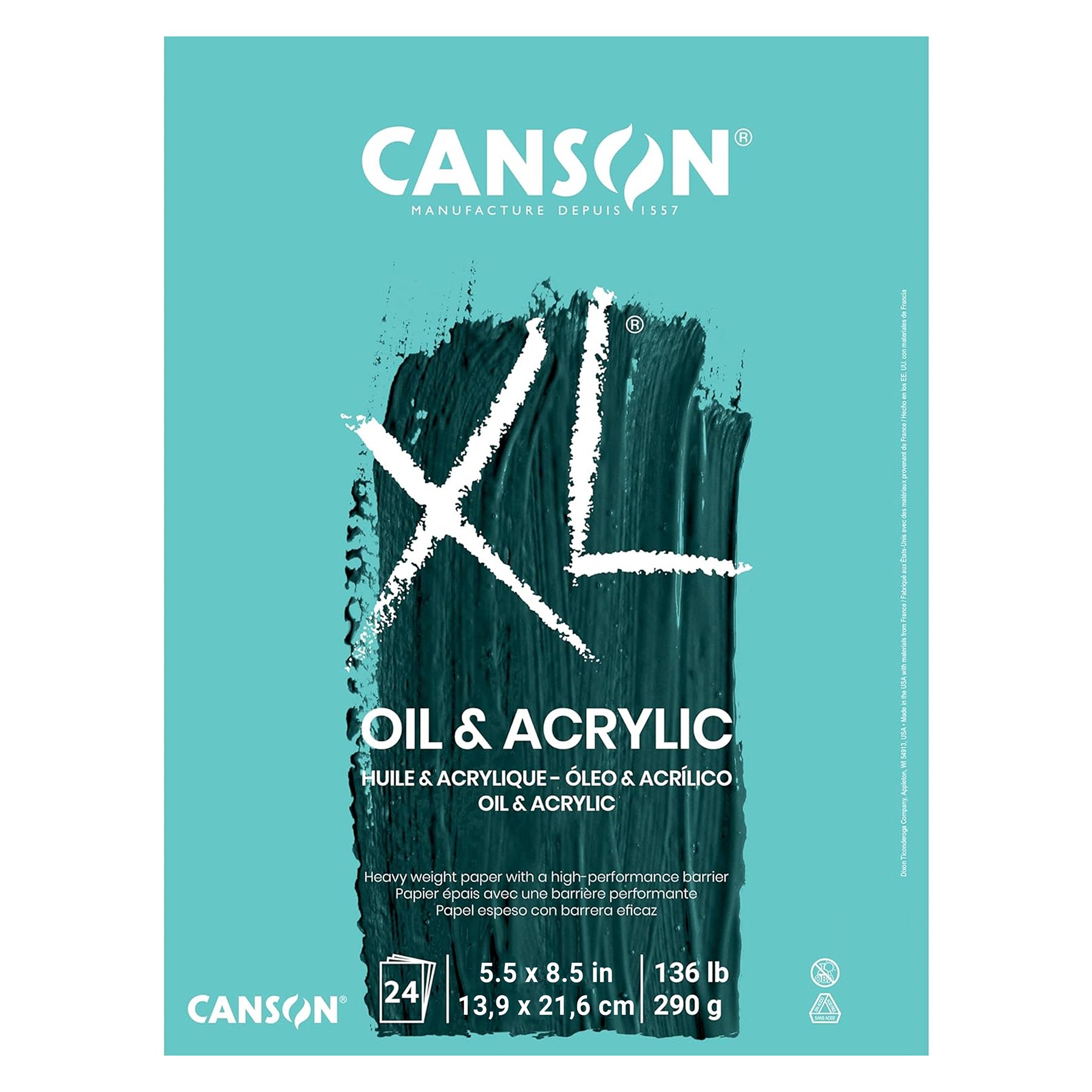 XL Series Oil & Acrylic Pad, Foldover Binding, 24 Sheet, 5.5x8.5 inch, 1 Count