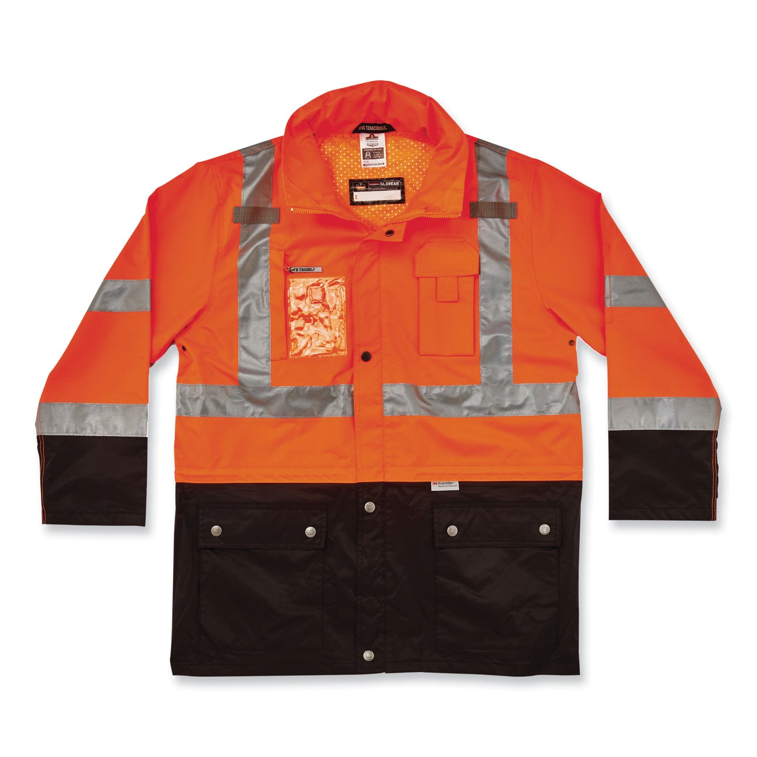 Ergodyne 8386 Type R Class 3 Outer Shell Jacket, 2-Xtra Large, Orange, 300D Oxford Polyester, Zipper Closure, Reflective, Breathable, Inset Hood, Multiple Pockets, 1 Each