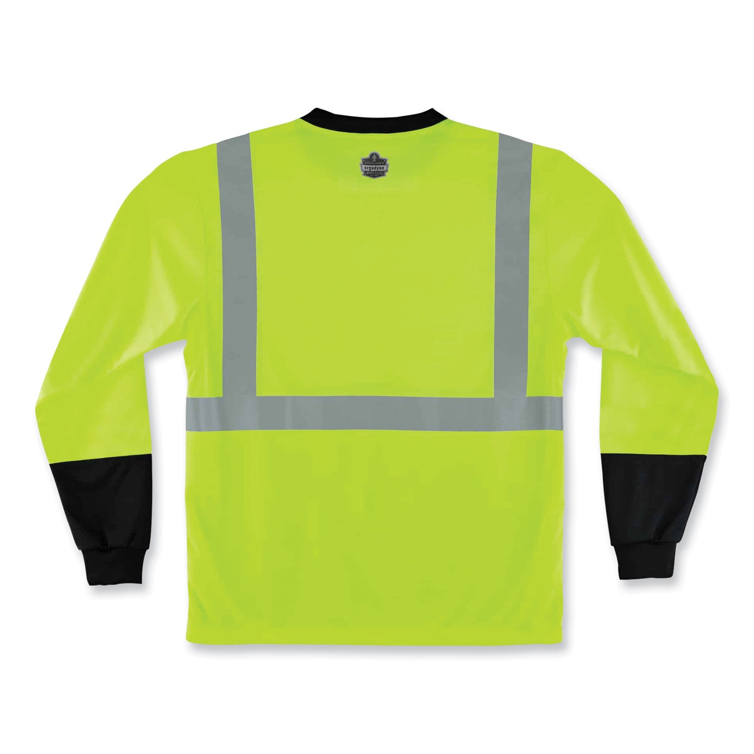 Ergodyne 8281BK Type R Class 2 High-Visibility Long Sleeve T-Shirt, Small, Lime/Black, Polyester, 1 Each