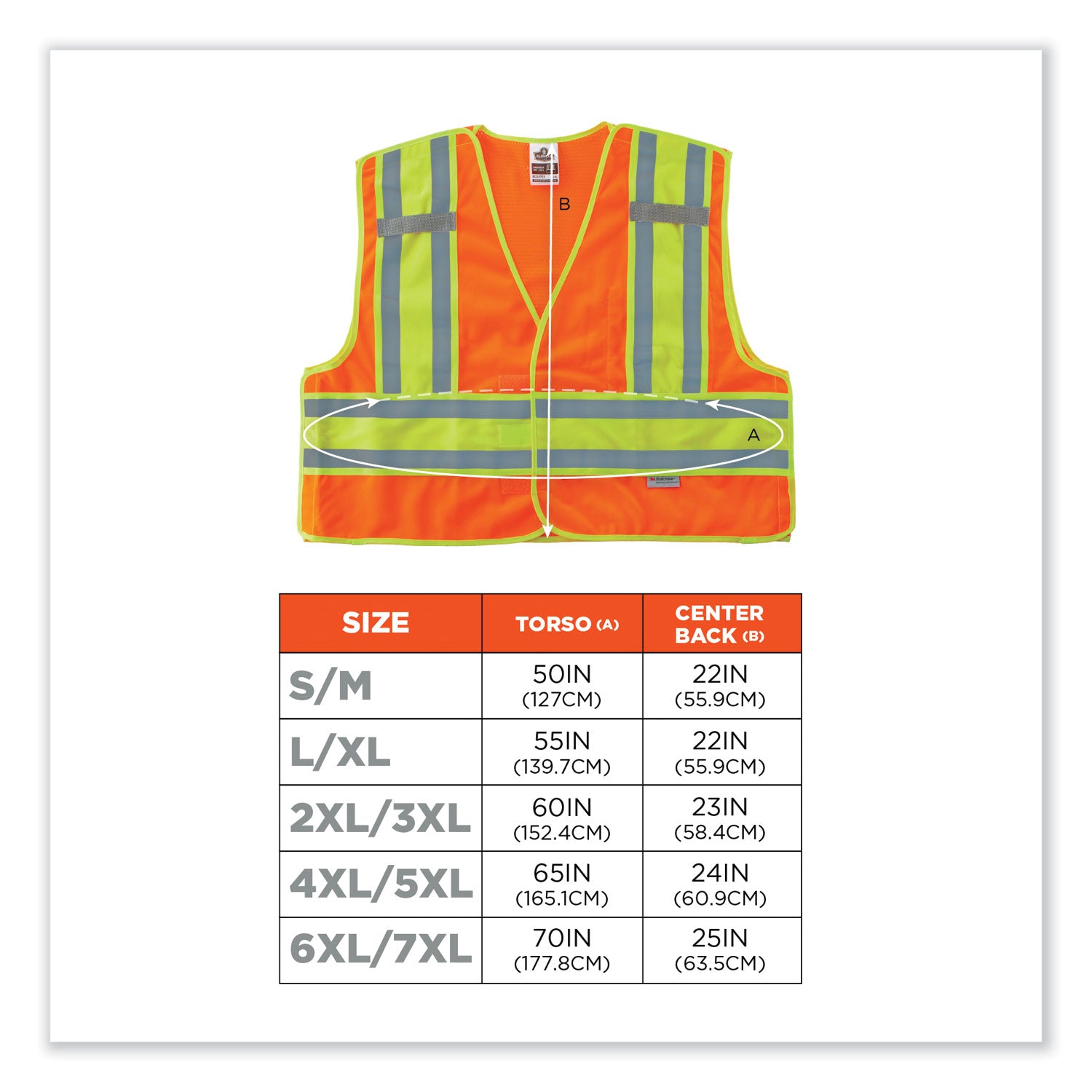 Ergodyne GloWear 8245PSV Type P Class 2 Public Safety Vest, 6-XL/7-XL, Hook & Loop Closure, Orange, Reflective, Pocket, Mic Tab, Two-tone, 1 Each
