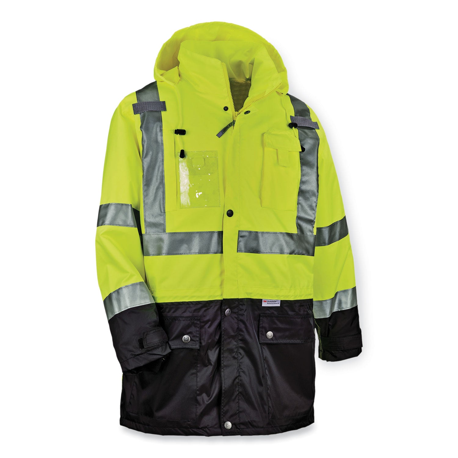 Ergodyne GloWear 8386 Type R Class 3 Outer Shell Jacket, Medium, Lime, 300D Oxford Polyester, Zipper Closure, Reflective, Inset Hood, Multiple Pockets, 1 Each