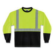 Ergodyne 8281BK Type R Class 2 High-Visibility Long Sleeve T-Shirt, Large, Lime/Black, Polyester, 1 Each
