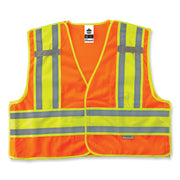 Ergodyne 8245PSV Type P Class 2 Public Safety Vest, Small/Medium, Hook & Loop Closure, Poly, Orange, Reflective, Pocket, Mic Tab, Two-tone, 1 Each