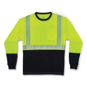 Ergodyne GloWear 8281BK Type R Class 2 Long Sleeve T-Shirt, 2XL, Lime/Black, Polyester, 1 Each
