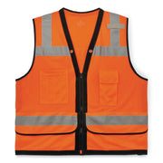 Ergodyne 8253HDZ Type R Class 2 Heavy-Duty Mesh Surveyors Vest, Small/Medium, Zipper Closure, Polyester Mesh, Orange, Pocket, Mic Tab, Reflective, Breathable, Heavy Duty, 1 Each