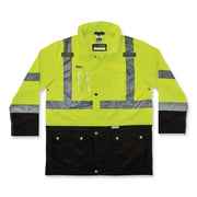 Ergodyne 8386 Type R Class 3 Outer Shell Jacket, Small, Lime, 300D Oxford Polyester, Zipper Closure, Reflective, Inset Hood, Multiple Pockets, Weather Proof, 1 Each