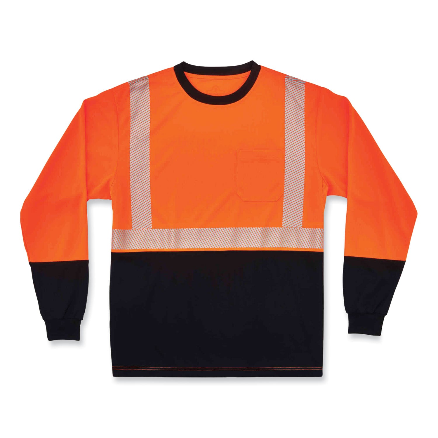 Ergodyne GloWear 8281BK Type R Class 2 Long Sleeve T-Shirt, Extra Large (XL), Polyester, Orange/Black, 1 Each