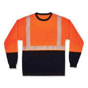 Ergodyne GloWear 8281BK Type R Class 2 Long Sleeve T-Shirt, Extra Large (XL), Polyester, Orange/Black, 1 Each