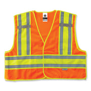 Ergodyne 8245PSV Type P Class 2 Public Safety Vest, Large/Extra Large, Hook & Loop Closure, Orange, Reflective, Pocket, Mic Tab, Two-tone, 1 Each