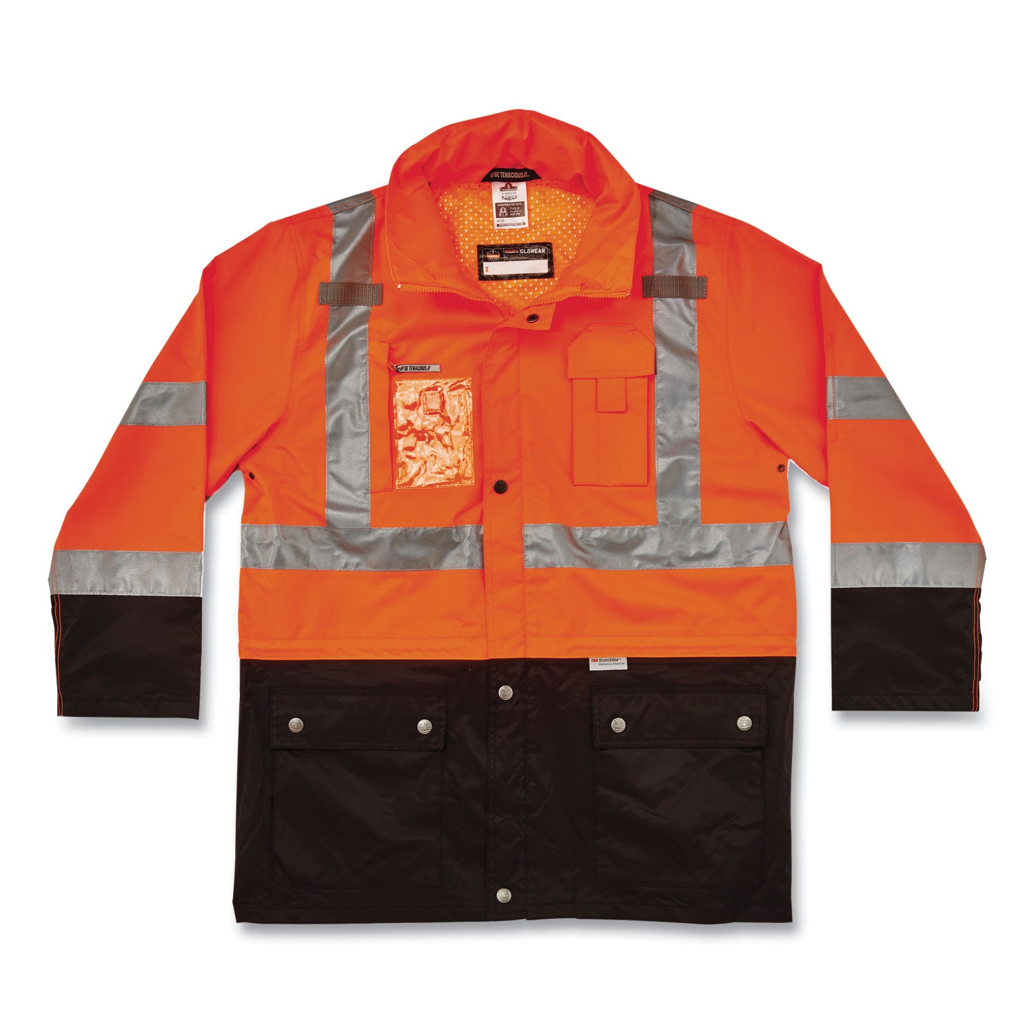 Ergodyne 8386 Type R Class 3 Outer Shell Jacket, Medium, Orange, 300D Oxford Polyester, Zipper Closure, Breathable, Reflective, Inset Hood, Multiple Pockets, Weather Proof, 1 Each