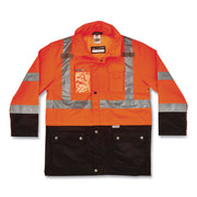 Ergodyne 8386 Type R Class 3 Outer Shell Jacket, Medium, Orange, 300D Oxford Polyester, Zipper Closure, Breathable, Reflective, Inset Hood, Multiple Pockets, Weather Proof, 1 Each