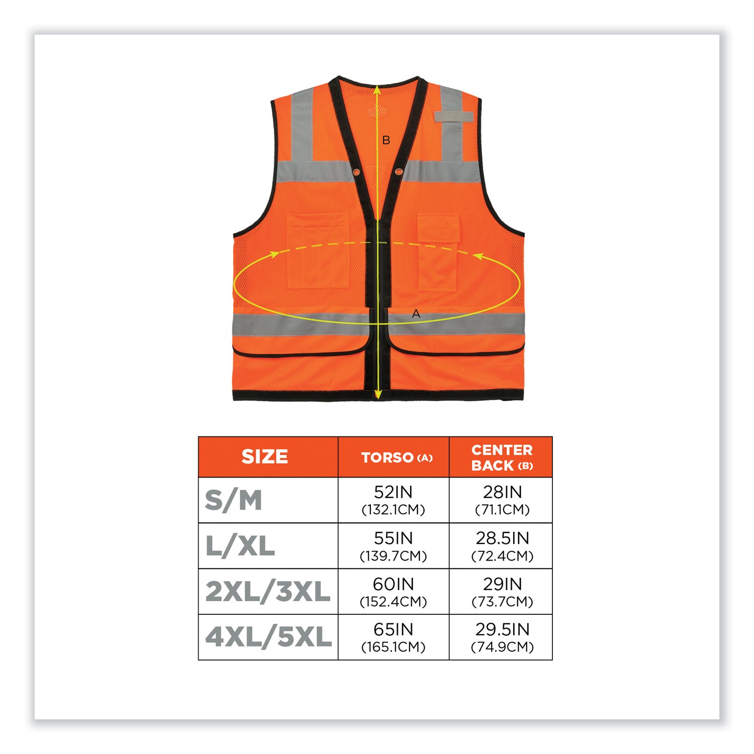 Ergodyne 8253HDZ Type R Class 2 Heavy-Duty Mesh Surveyors Vest, 4XL/5XL, Zipper Closure, Polyester Mesh, Orange, Pocket, Mic Tab, Reflective, Breathable, Heavy Duty, 1 Each