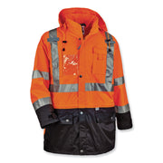 Ergodyne 8386 Type R Class 3 Outer Shell Jacket, 5-Xtra Large, Orange, Zipper Closure, Breathable, Reflective, Weather Proof, Inset Hood, Multiple Pockets, Drawstring, Badge Holder, 1 Each