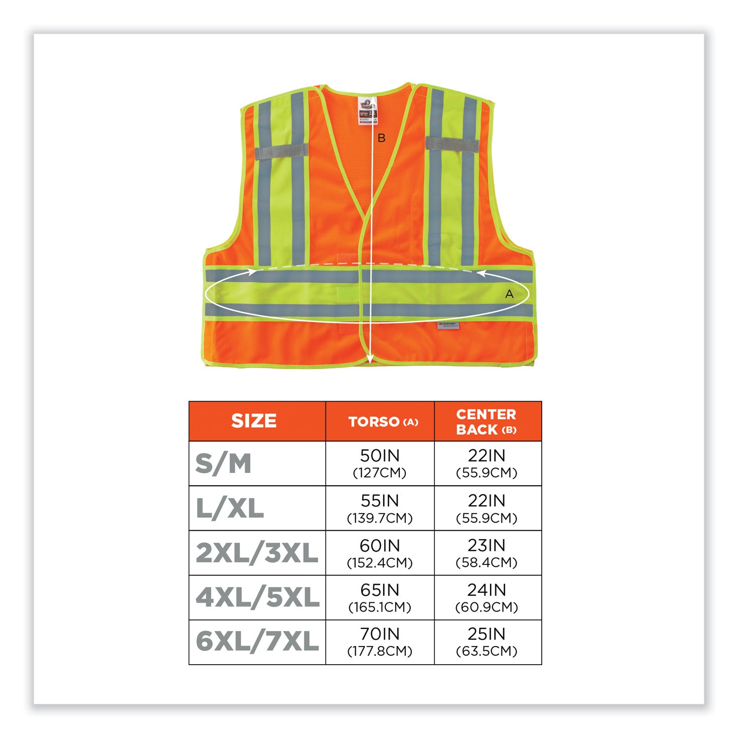 Ergodyne 8245PSV Type P Class 2 Public Safety Vest, 2X/3X-Large, Hook & Loop Closure, Orange, Reflective, Pocket, Mic Tab, Two-tone, 1 Each