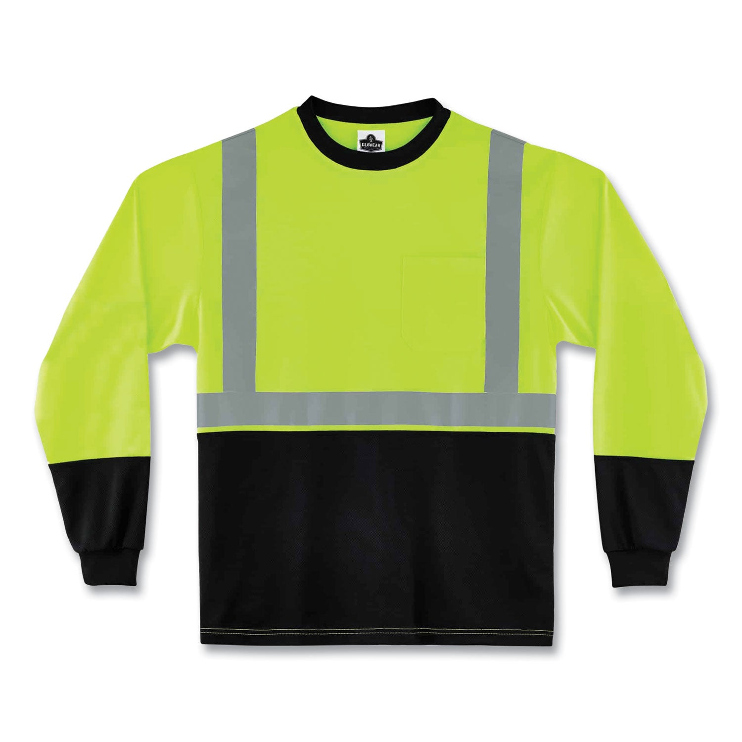 Ergodyne 8281BK Type R Class 2 High-Visibility Long Sleeve T-Shirt, 5XL, Lime/Black, Polyester, 1 Each