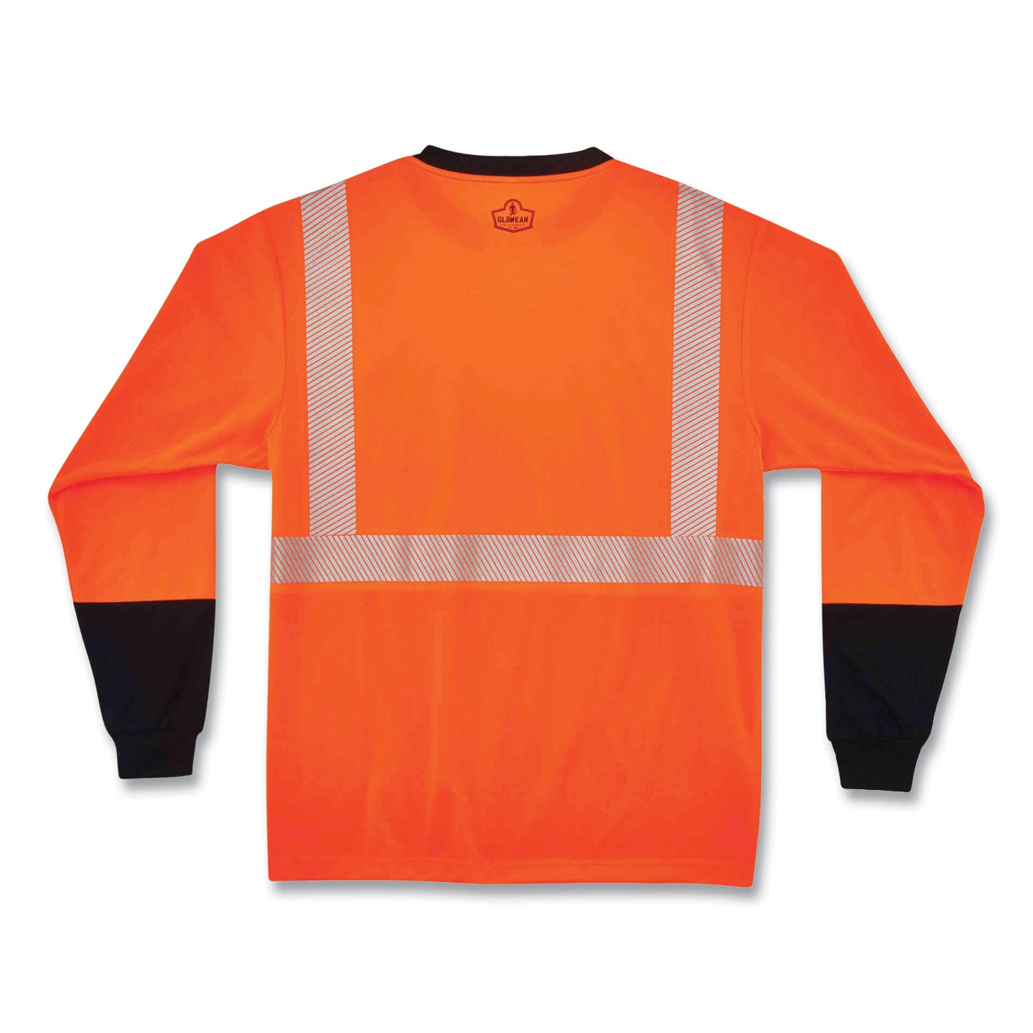 Ergodyne 8281BK Type R Class 2 Long Sleeve T-Shirt, Small, Polyester, Orange/Black, 1 Each