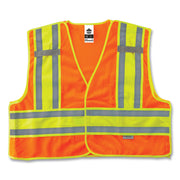 Ergodyne GloWear 8245PSV Type P Class 2 Public Safety Vest, 6-XL/7-XL, Hook & Loop Closure, Orange, Reflective, Pocket, Mic Tab, Two-tone, 1 Each