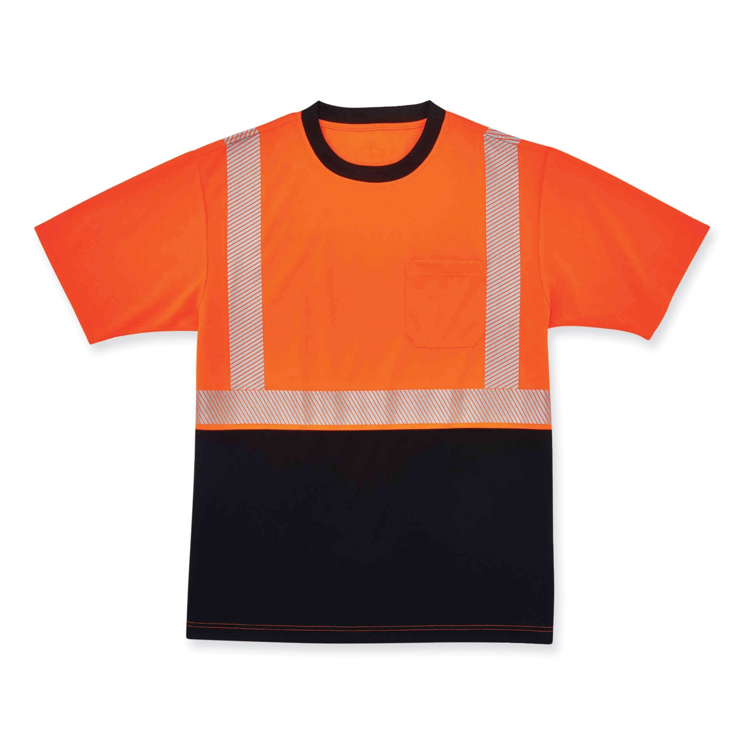 Ergodyne 8280BK Type R Class 2 Front Performance T-Shirt, Large, Polyester, Orange/Black, 1 Each