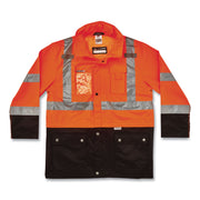 Ergodyne 8386 Type R Class 3 Outer Shell Jacket, 4-Xtra Large, Orange, Zipper Closure, Breathable, Reflective, Inset Hood, Multiple Pockets, Weather Proof, 1 Each