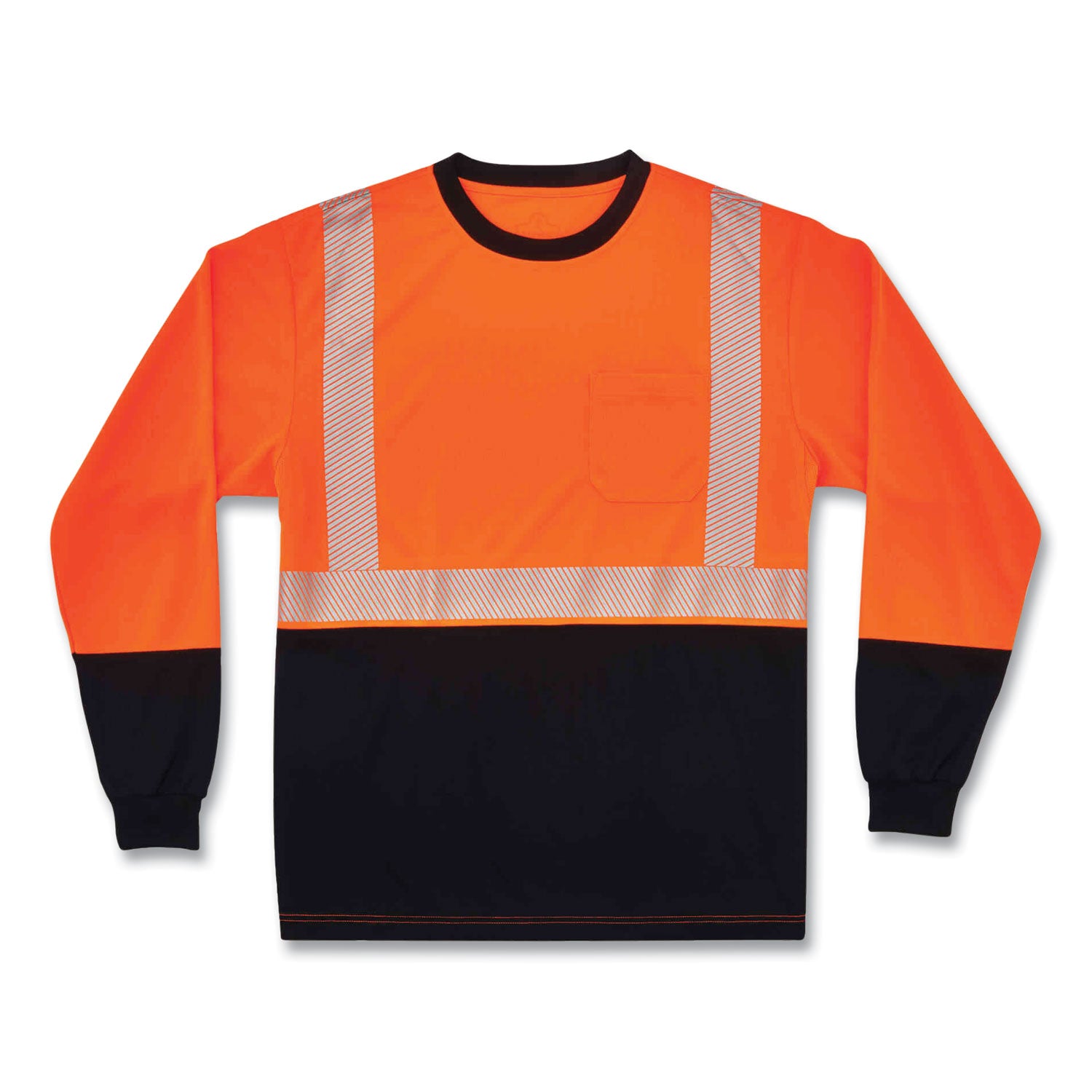 Ergodyne GloWear 8281BK Type R Class 2 Long Sleeve T-Shirt, 2XL, Polyester, Orange/Black, 1 Each