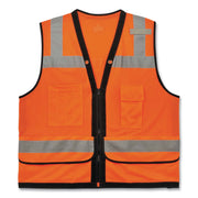 Ergodyne 8253HDZ Type R Class 2 Heavy-Duty Mesh Surveyors Vest, 2XL/3XL, Zipper Closure, Polyester Mesh, Orange, Pocket, Mic Tab, Reflective, Breathable, Heavy Duty, 1 Each