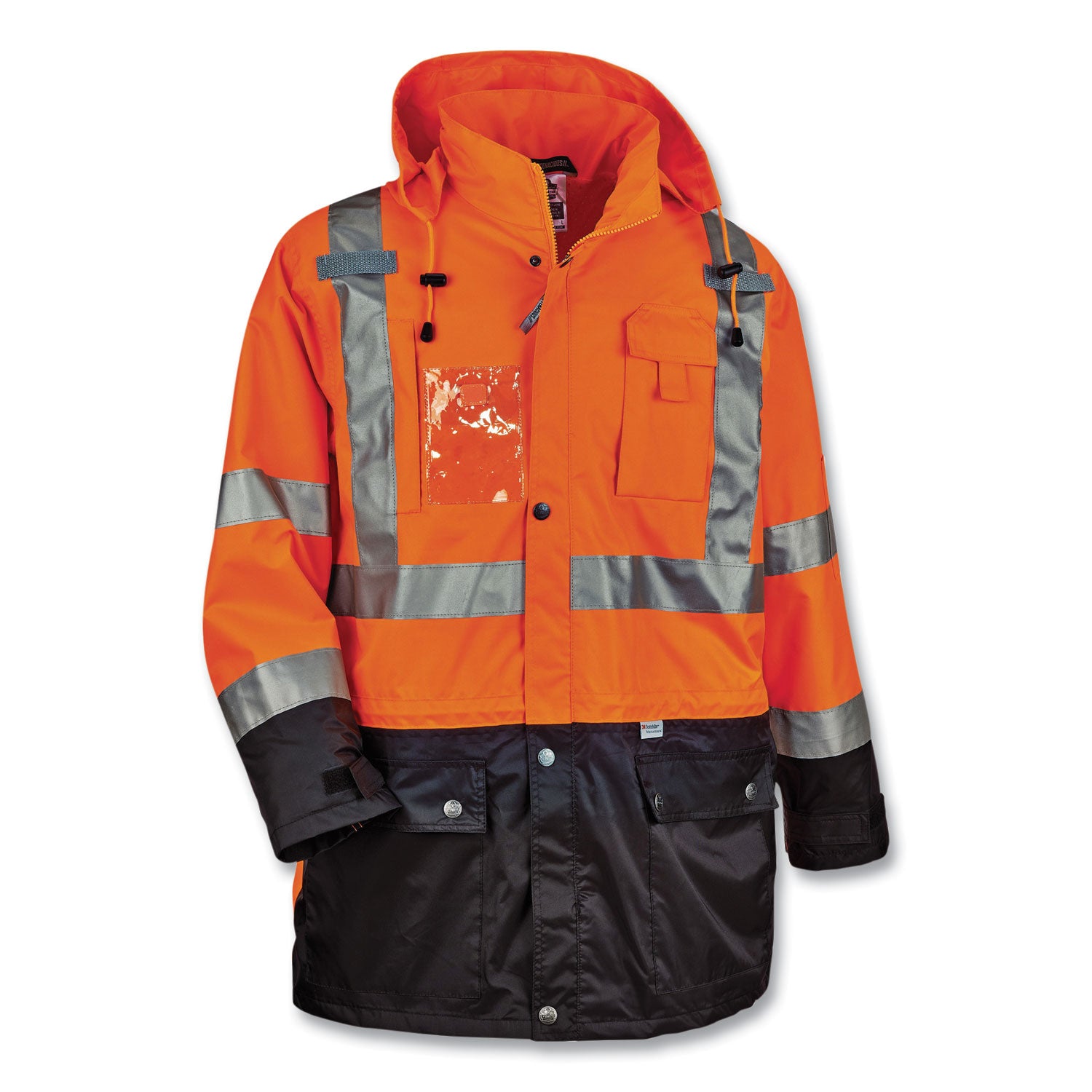 Ergodyne 8386 Type R Class 3 Outer Shell Jacket, 3X-Large, Orange, 300D Oxford Polyester, Zipper Closure, Reflective, Breathable, Inset Hood, Multiple Pockets, 1 Each