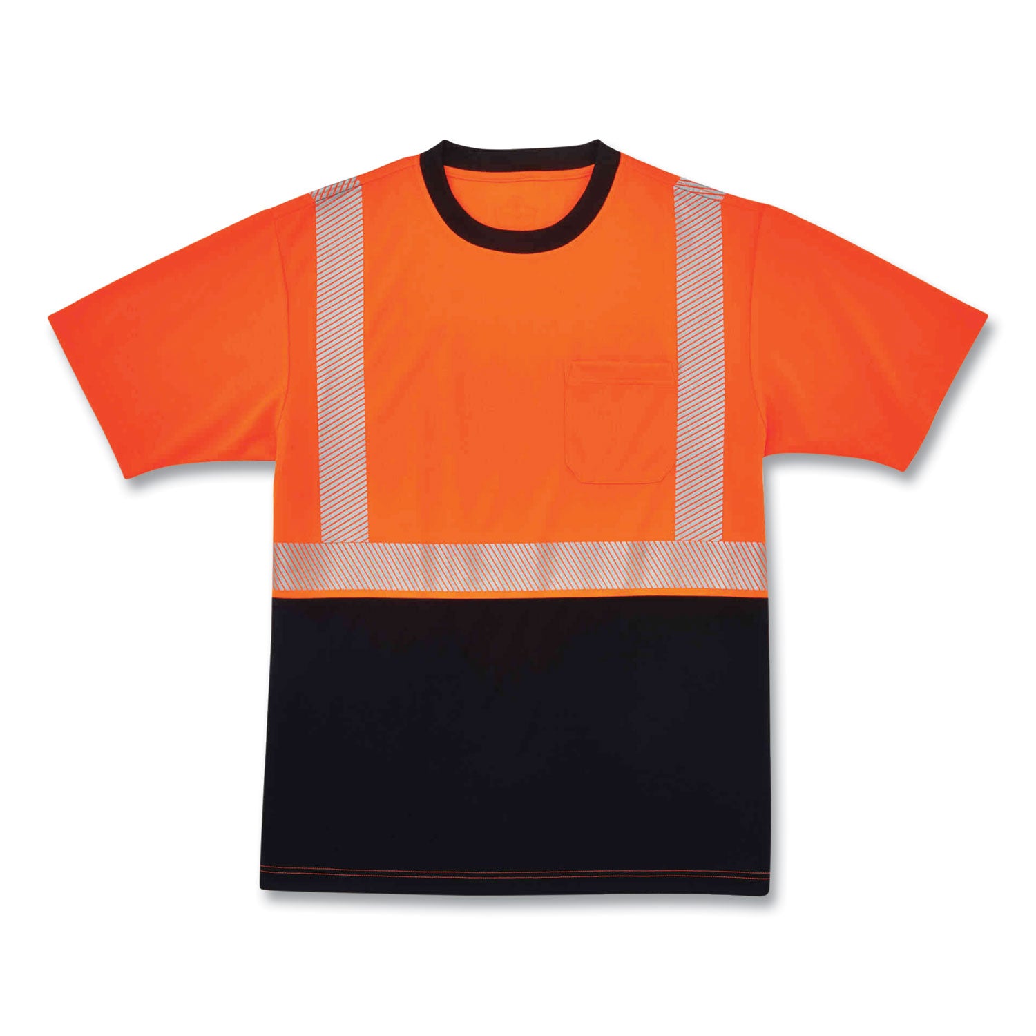 Ergodyne 8280BK Type R Class 2 Front Performance T-Shirt, Medium, Polyester, Orange/Black, 1 Each