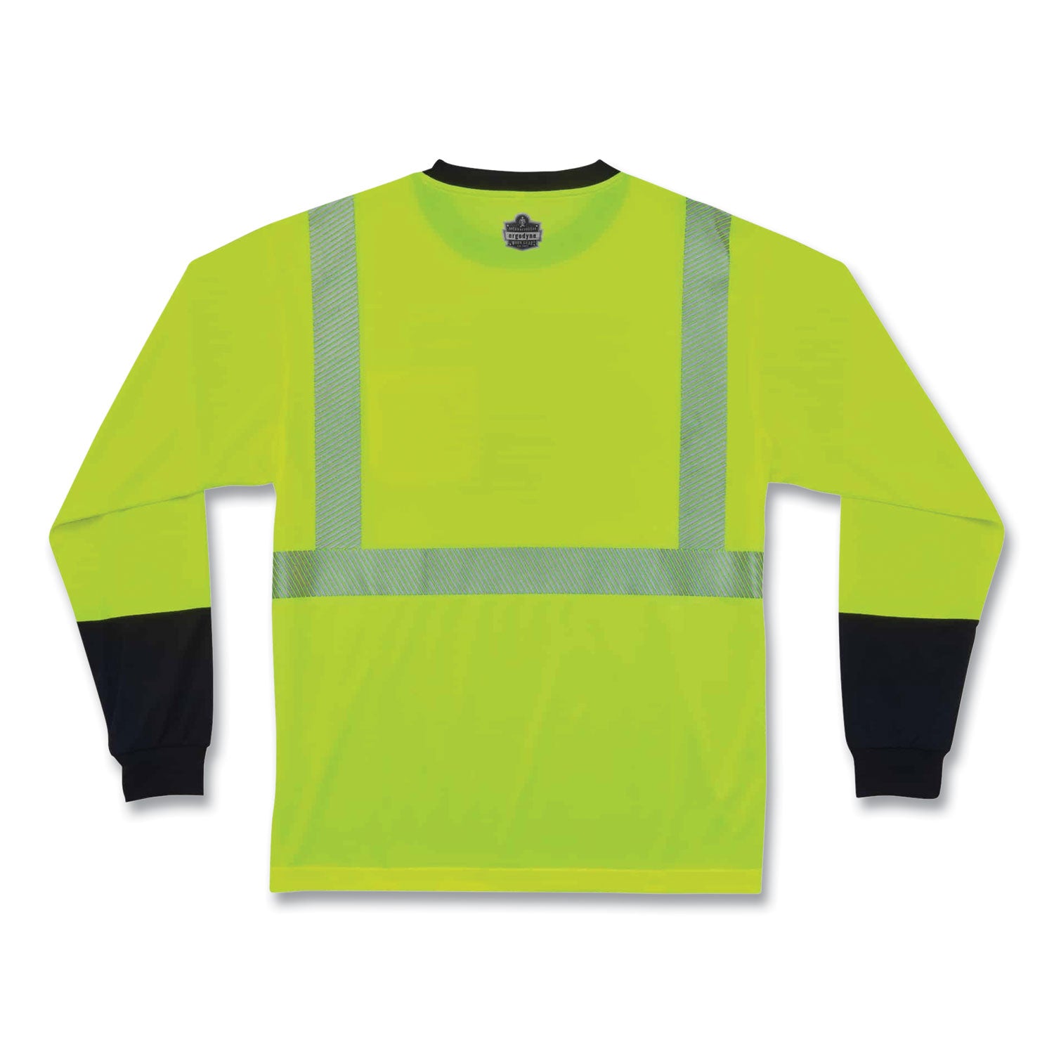Ergodyne 8281BK Type R Class 2 Long Sleeve T-Shirt, 4XL, Polyester, Lime/Black, 1 Each