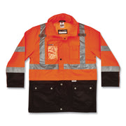 Ergodyne 8386 Type R Class 3 Outer Shell Jacket, Large, Orange, 300D Oxford Polyester, Zipper Closure, Reflective, Breathable, Inset Hood, Multiple Pockets, Drawstring, Badge Holder, 1 Each