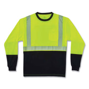 Ergodyne 8281BK Type R Class 2 Long Sleeve T-Shirt, 5XL, Polyester, Lime/Black, 1 Each