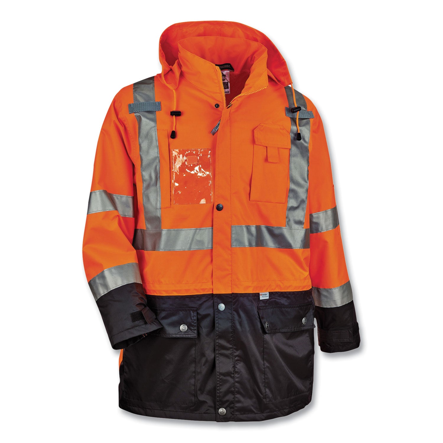 Ergodyne 8386 Type R Class 3 Outer Shell Jacket, 4-Xtra Large, Orange, Zipper Closure, Breathable, Reflective, Inset Hood, Multiple Pockets, Weather Proof, 1 Each