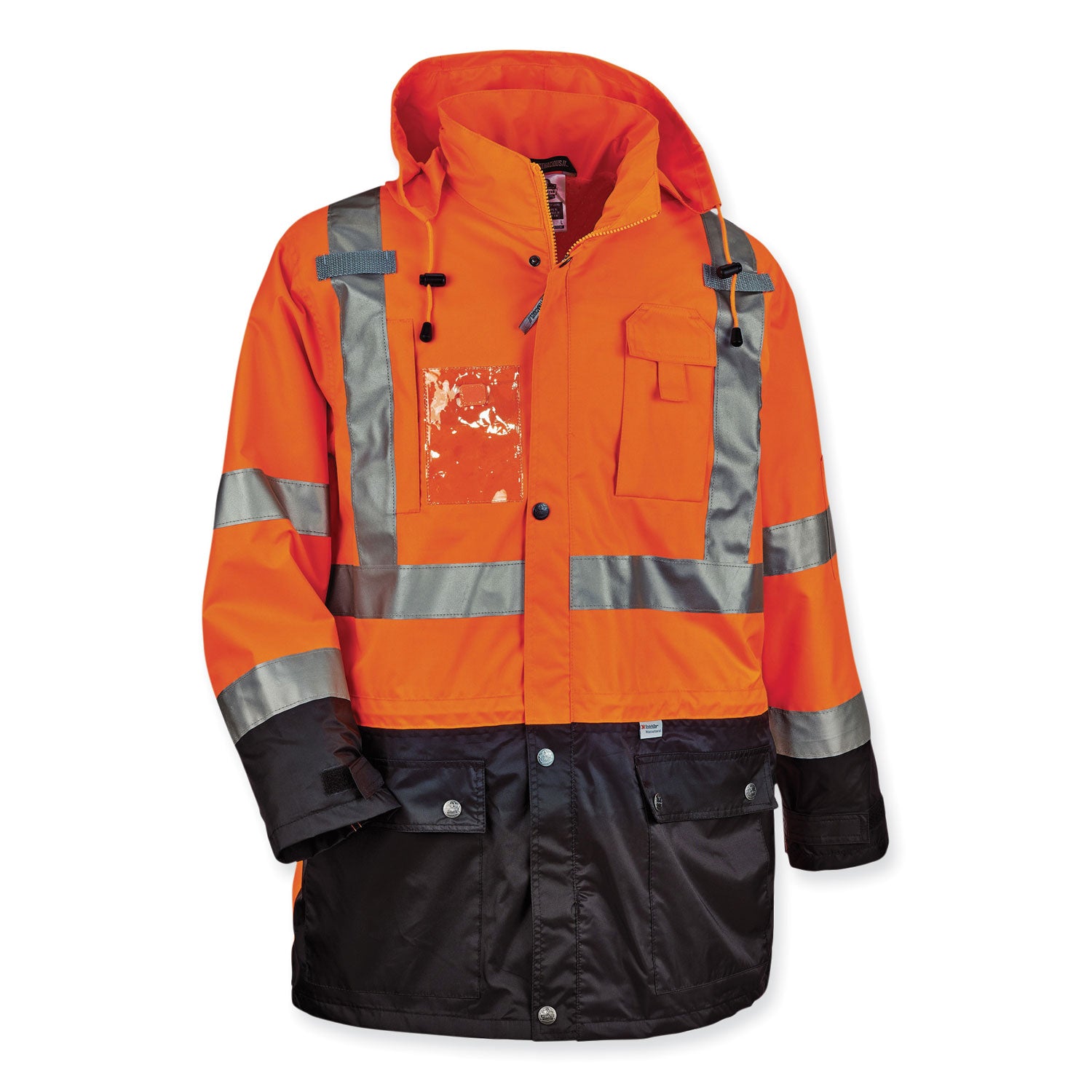 Ergodyne 8386 Type R Class 3 Outer Shell Jacket, Small, Orange, 300D Oxford Polyester, Zipper Closure, Reflective, Breathable, Inset Hood, Multiple Pockets, Weather Proof, 1 Each