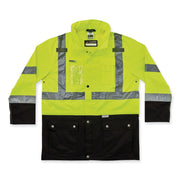 Ergodyne 8386 Type R Class 3 Outer Shell Jacket, 3X-Large, Lime, Zipper Closure, Breathable, Reflective, Inset Hood, Multiple Pockets, Drawstring, Badge Holder, 1 Each