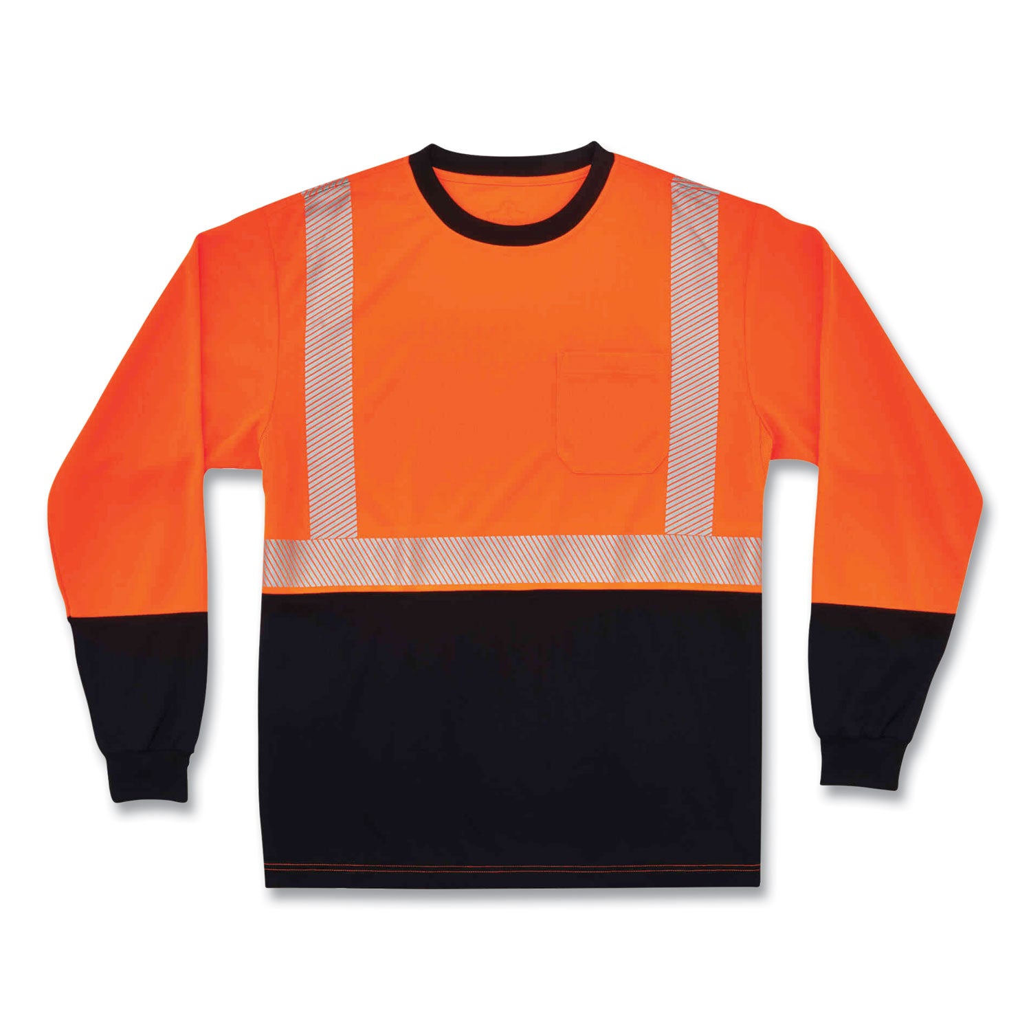 Ergodyne 8281BK Type R Class 2 Hi-Vis Long Sleeve T-Shirt, Large, Polyester, Orange/Black, 1 Each