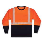 Ergodyne 8281BK Type R Class 2 Hi-Vis Long Sleeve T-Shirt, Large, Polyester, Orange/Black, 1 Each